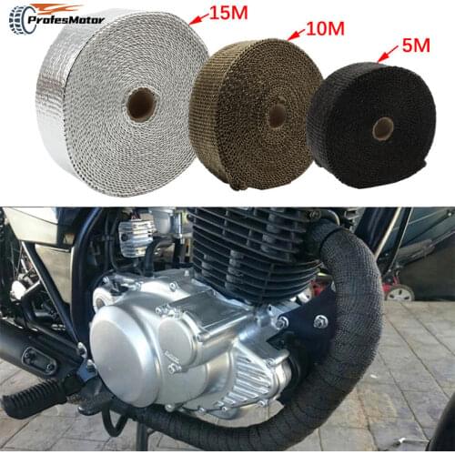 5cm*5M/10M/15M Motorcycle Exhaust Thermal Tape Header Heat Wrap Manifold Insulation Roll Resistant with Stainless Ties