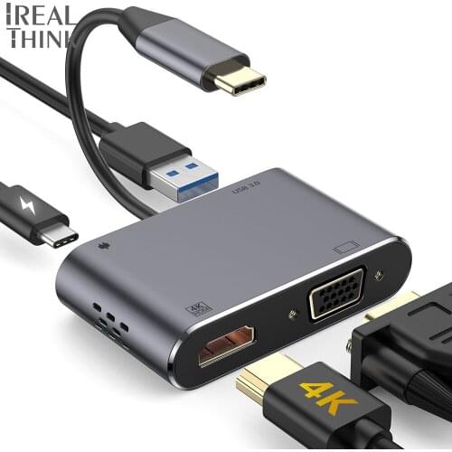 IREALTHINK USB Type C hub USB C Adapter iPad Pro converter USB C Type C 3.1 Splitter USB HUB 4K HD 100W PD VGA For Macbook