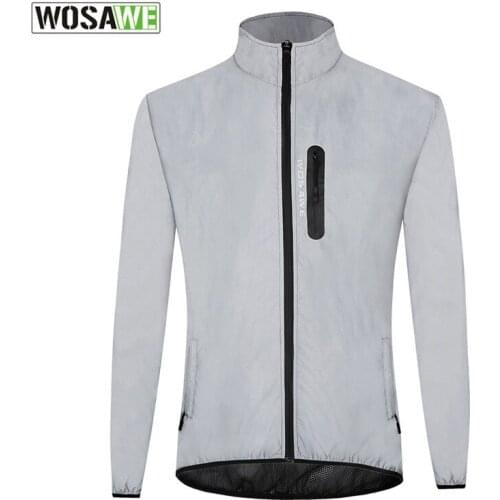 WOSAWE Cycling Motorbike Reflective Jacket Night Running Windproof Rainproof Warm Up Riding Bicycle Bike Windbreaker Moto Coats