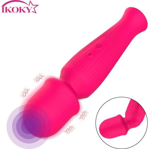 IKOKY Stick Vibrators Female Masturbator Sex Toys for Women Magic Wand Clitoris Vagina Nipples Vibrator 10 Mode Strong Vibrating