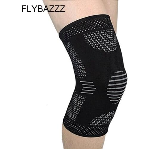 FLYBAZZZ High Elastic Breathable Knee Pads Support Gym Basketball Knee Wraps Bandage Straps Guard Compression Knee Sleeve Brace