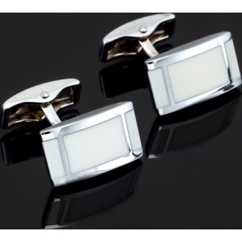 High quality fashion mens shirts Cufflinks White Enamel Cufflinks square pattern clouds brass material wholesale and retail