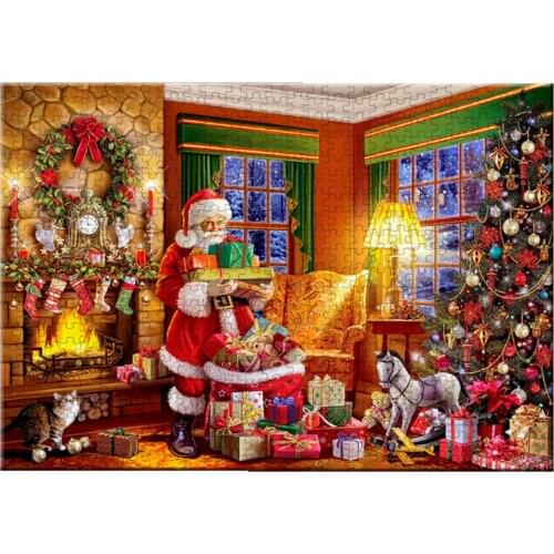 1000 Pieces Jigsaw Puzzles Christmas Santa Claus Paper Assembling Puzzle Game New Year Christma Gift For Adults Kids Dropship