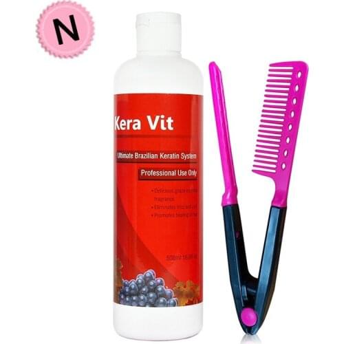 500ML Grape Brazilian Hair Keratin Treatment 5% Formalin Eliminates Normal Frizz And Curly Hair+Free Red Comb Free Shipping