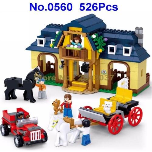 Sluban 0560 526pcs Urban Pony Ranch Happy Farm Building Blocks Toy