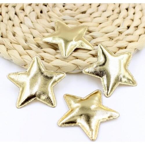 50PCS Metallic Gold Star Appliques 50mm Shiny Star Patches Double Side for Baby Hair Clips, Party Decoration, DIY Craft Supplies