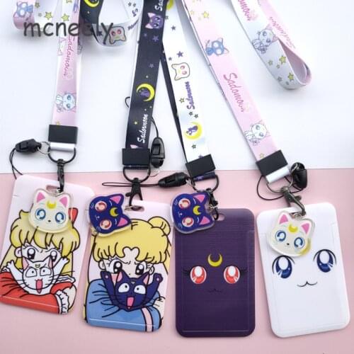 Luna Cat Card Covers for Girls Teenagers ID Card Holder Students Bus Card Case Lanyard Visit Door Identity Badge Cards Cover