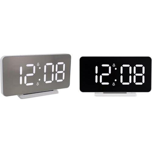 Digital Alarm Clock,LED Surface Display Mirror Alarm Clock,Auto Adjust Brightness 3 Display Modes Mirror Surface