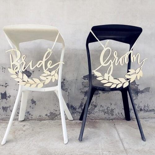 Wood / Wooden Mr and Mrs Sign, Wedding Chair Signs for Rustic Wedding Decoration Supplies Wooden Letter 2pcs/lot