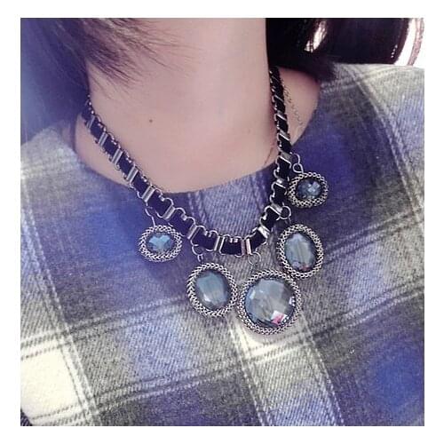 Ball crystal dangling necklace, US hip hop necklace, party hot jewelry tribal necklace women acrylic black gold chain necklace