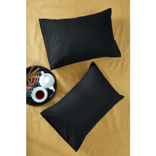 Queen King 100% Cotton Good Quality Pillow Case 2 Pieces 50x70cm Home Fashion Decor Black Color
