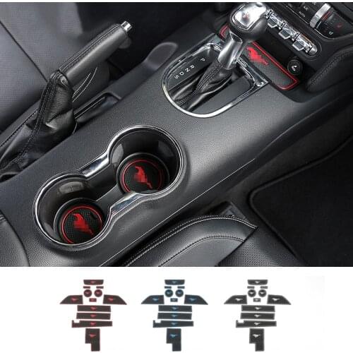 SHINEKA New Anti-Slip Door Groove Mat Gate Slot Car Mats for Ford Mustang 2015 2016 2017 Interior Accessories