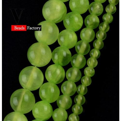 Natural Gem Stone Green Jades Baeds For Jewelry Making 4 6 8 10mm Round Loose Beads DIY Necklace Bracelet Accessories 15"Strand