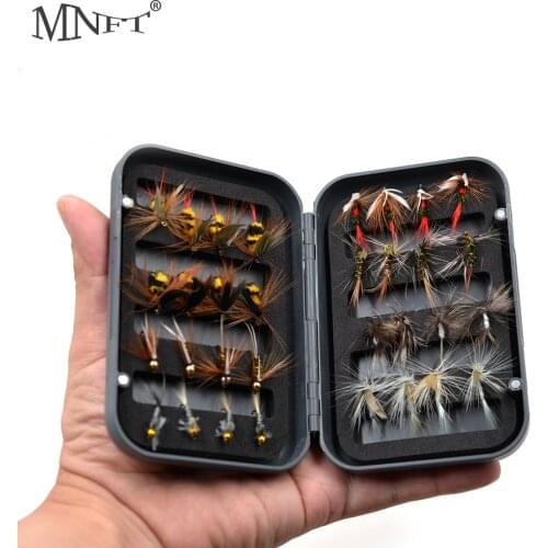 MNFT 32Pcs/Box Trout Fly Fishing Assorted Nymph Dry Wet Flies Kit Ice Fishing Lures Artificial Bait with Boxed
