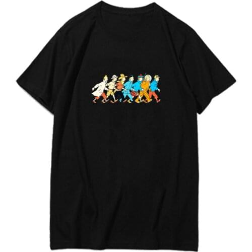 Fashion The Adventures Of Tintin T Shirts oversized t shirt graphic t shirts Print Harajuku Men clothing