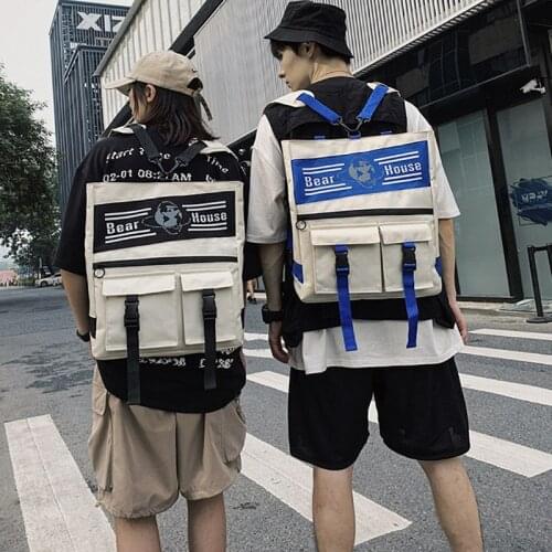 2021 Fashion Multifunction Backpack Unisex Multi-pocket Hasp Large Capacity Travel Messenger Bag White Oxford Cloth Shoulder Bag