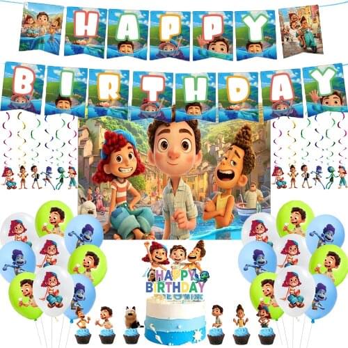 Birthday Party Decorations Set Luca Baby Shower Boy Decoration Birthday Girl Disposable Balloons Kit Cake Topper Cake Topper