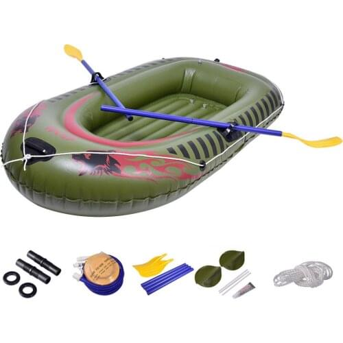 2 Person Thickening PVC Inflatable Boat Raft River Lake Dinghy Boat Pump Fishing Boat with Oars Set Load 200kg