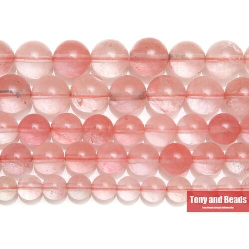 Natural Stone Smooth Pink Cherry Quartz Loose Beads 15" Strand 4 6 8 10 12 MM Pick Size For Jewelry Making Q15
