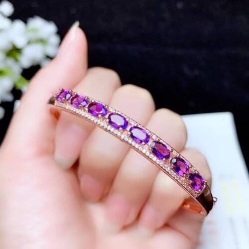Natural Amethyst Bracelet, 925 Silver Seiko Design, Luxury Bracelet, Party Essential Jewelry