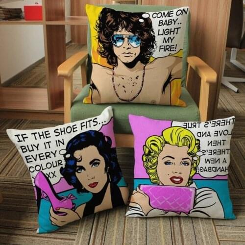 Cushion Cover Marylin Monroe Audrey Hephurn Decorative throw pillows POP Cushion Cover Art movie Icons Living Room Cushions