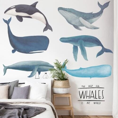 2020 New Creative Whale Wall Sticker Teenager Room Decoration Boy Girl Room Decor Aesthetic Wallstickers Living Room Bedroom Art