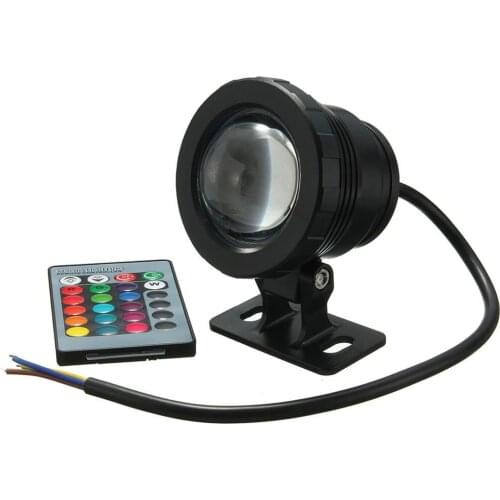 IP68 10W RGB LED Light Garden Fountain Pool Pond Spotlight Waterproof Underwater Lamp with Remote Control Black/Silver