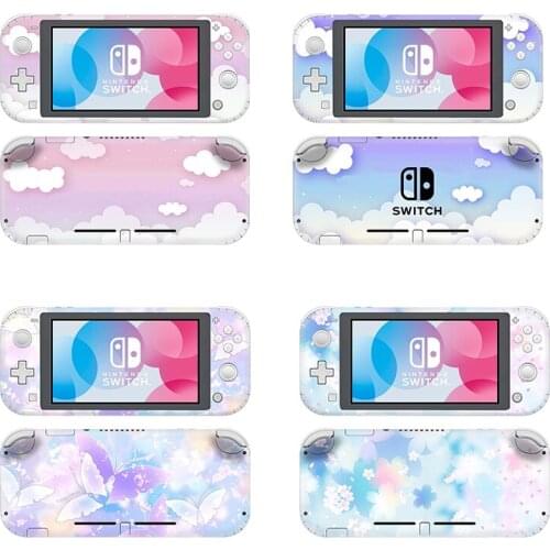 Various pink beautiful patterns stickers Skin For Nintendo Switch lite accessories with Clouds sky butterfly flower