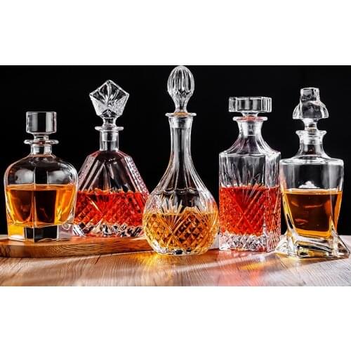 Luxury Lead Free Glass Whisky Bottle Decanter Set Whiskey Decanter Bottle Whiskey Decanter Bottle Wine Home Bar Vodka Beer Bott