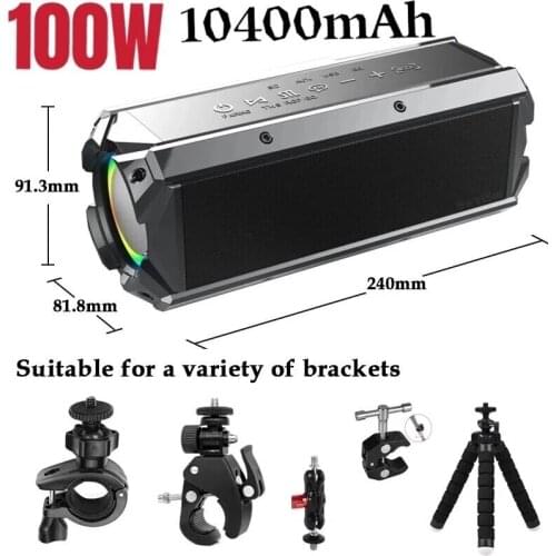 100W High Power Subwoofer Bluetooth Speaker Portable Outdoor Wireless Speaker Home Theater TWS Stereo Sound Bar with Power Bank