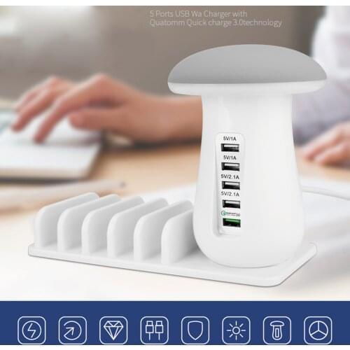 Silicone Animal Nightlight Charger Bracket Charging Station White USB Multi Ports Charger Children Bedroom Bedside Table Lamp