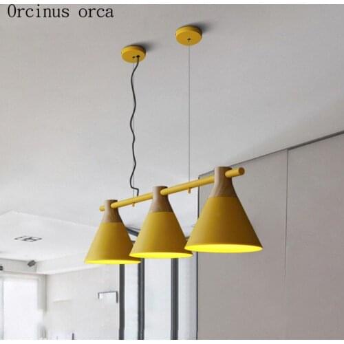 Nordic creative personality color chandelier restaurant cafe bar post-modern minimalist three combination iron Chandelier
