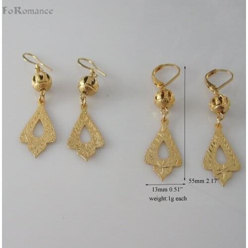 SCRUB TRIANGLE PART WIDTH 13 MM 0.51" YELLOW GOLD OVERLAY FILLED DANGLE 55MM 2.17" EARRING