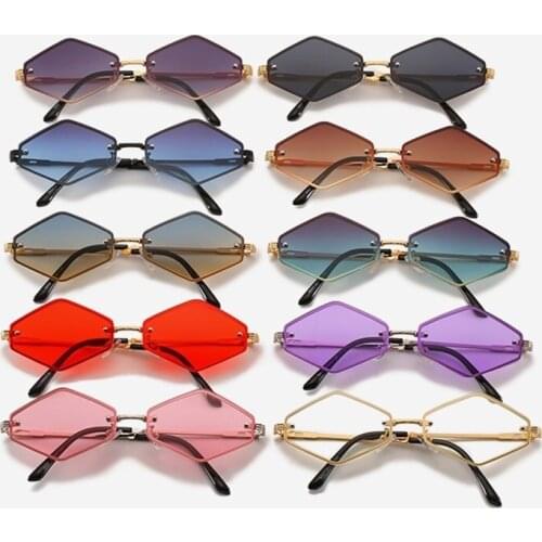 Trendy Brand Cat Eye Sunglasses Women Metal Rimless Shades For Woman Diamond Sun Glasses Men Oculos zonnebril dames UV400