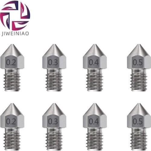 5pcs/lot MK8 V5 V6 Stainless Steel Nozzle 0.3mm 0.4mm 0.5mm M6 Threaded Part For Extruder 3D Printers Parts 1.75mm 3mm Filament