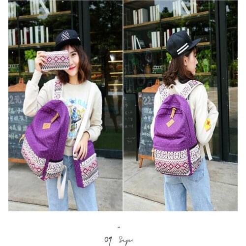 2017 sports girl backpack outdoor mountaineering bag national wind backpack canvas backpack multi-functional three-piece packag