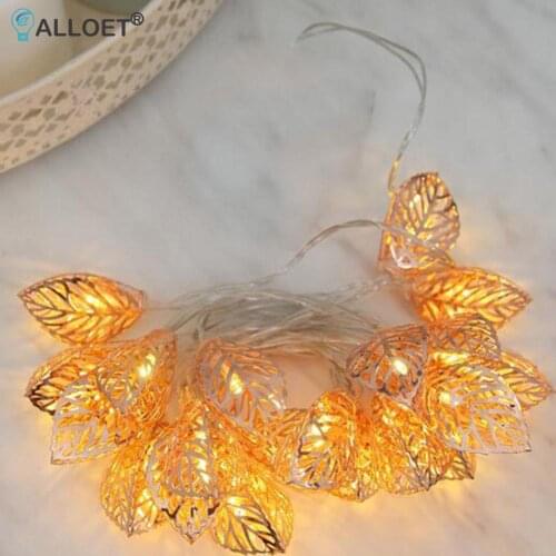 LED Leaves Garland Fairy String Lights for Christmas Party Thanksgiving Day Decor Rose Gold Leaf Holiday Lightings