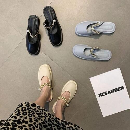 Mary Jane shoes sandals womens new summer 2021 French pearl fairy sandals temperament thick heel shoes