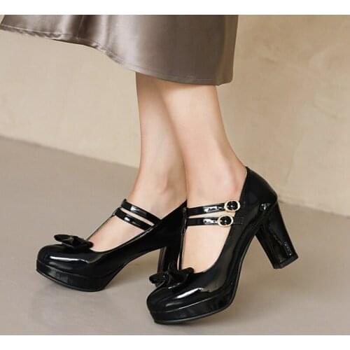 Bridal Wedding Sweet Lolita Girls Casual Mary Janes Platform Shoes Gothic Style Butterfly Plus Size Women Shoes 44 45 46 2118-12