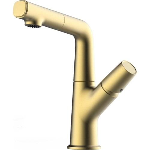 Tuqiu Hot cold basin faucet Waterfall Bathroom Vanity Sink Faucet Single Lever Brush gold Brass Hot and cold Basin Washing Taps