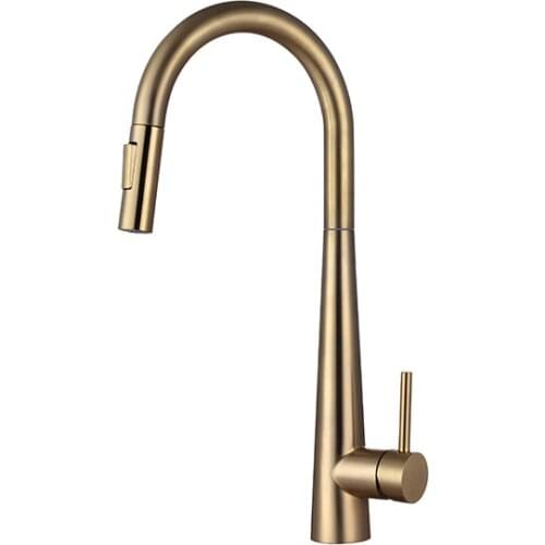 Pull Out Kitchen Faucet Kitchen Sink Faucets Brass Kitchen Mixer Tap Hot & Cold Rotating Brushed Gold Water Crane Tap