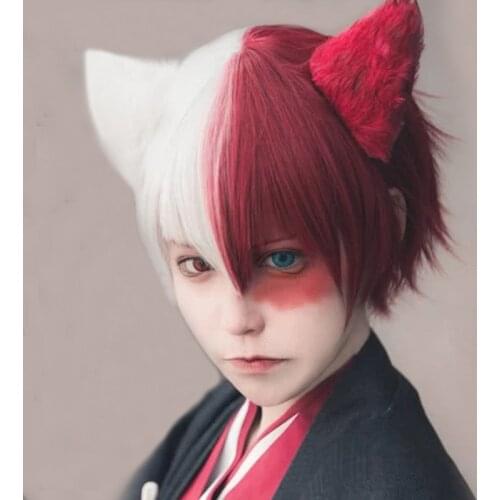 High Quality Shoto Todoroki Shouto Wig Anime My Hero Academy Heat Resistant Synthetic Hair Cosplay Costume Wig + Ears