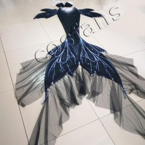 2020 New Black Pearl Big Mermaid Tail Kids Adult Women Men Mermaid Tail with Monofin Beach Costumes Mermaid Swimsuits Dresses