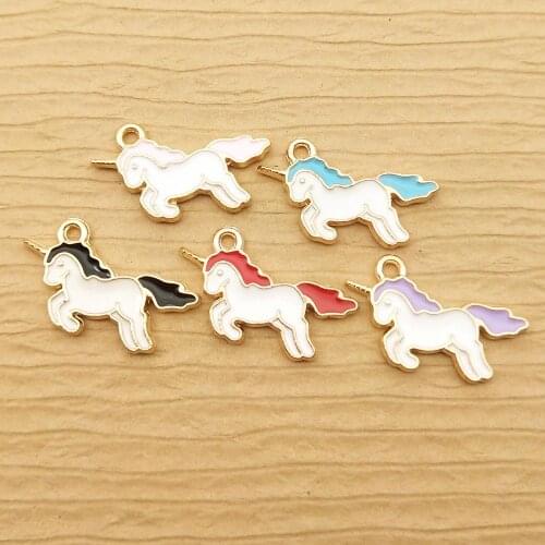 10pcs 10x21mm enamel unicorn charm for jewelry making fashion charm earring pendant enamel animal charms