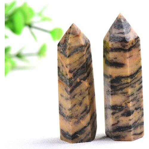 100% Natural Crystal Tiger Stripes Stone Quartz Point Healing Stone Hexagonal Prisms 50-80mm Obelisk Wand Treatment Stone Gifts