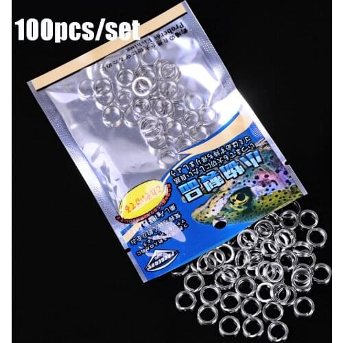 100Pcs Fishing Split Rings For Crank Hard Bait Silver Stainless Steel 3#-8# Double Loop Split Open Carp Tool Fishing Accessories