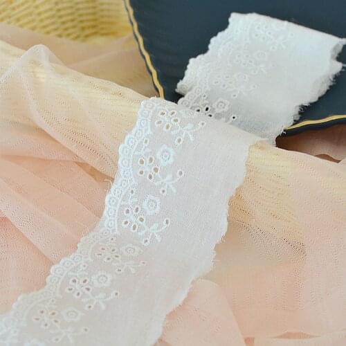 14yards 6cm Cotton embroidery lace fabric Garment needlework sewing Patchwork DIY Handmade accessories Clothes decoration 211