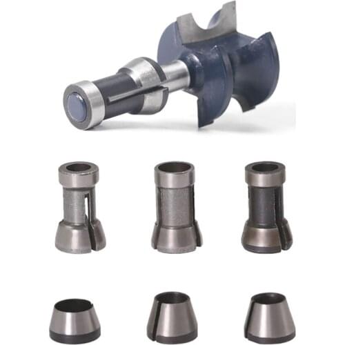 2PCS Woodworking Trimming Router Bit Engraving Machine Milling Cutter Collet Chuck Conversion Sleeve Convert Set 6 6.35 8mm