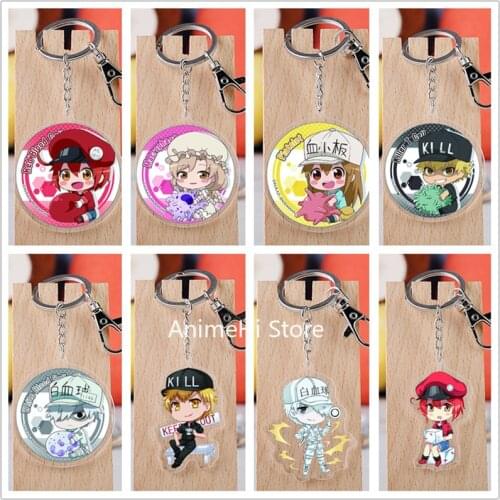 20 pcs/lot Cells at Work! Acrylic Keychain Toy Figure Pletelet Seqkeqkyuu Bag Pendant Key Ring Gifts