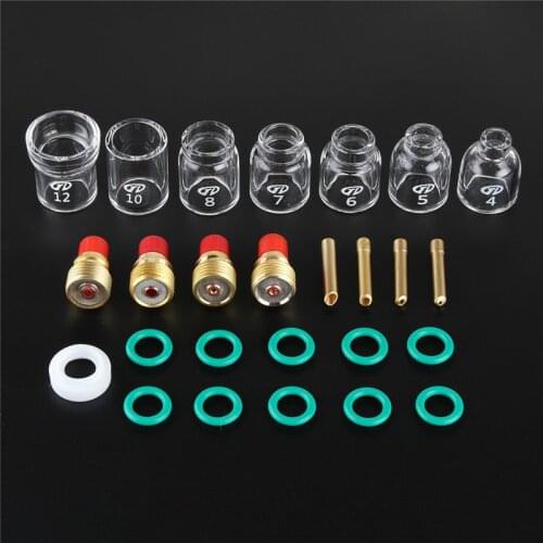 26pcs TIG Welding Accessories Torch Clamp Slot Cup Ring Glass for WP-9/20/25 Power Tool Accessories Tools Kit Set New 2018